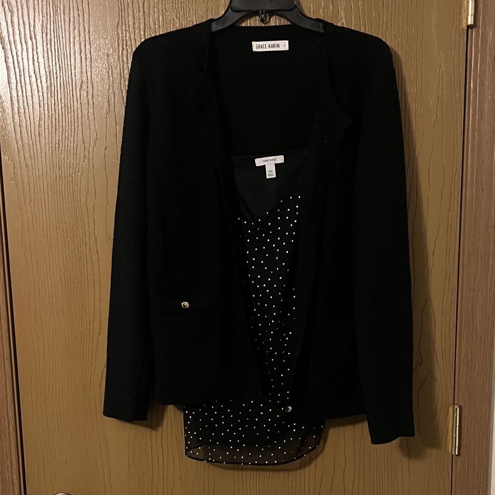 Grace Karin Black Blazer with Polka Dot Lining
